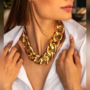 Lauren G Adams Gold Link Chain Statement Necklace NWT